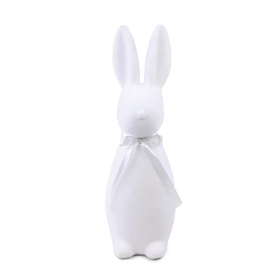 Coelho da Páscoa Decorativo Flocado com Laço de Cetim