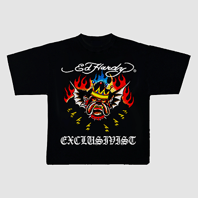 Camiseta Exclusiviist 1OF1 x Ed Hardy "4 Da Big Dawgs Only" Preta