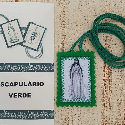 Escapulário Verde de Nossa Senhora - Modelo COM Cordão
