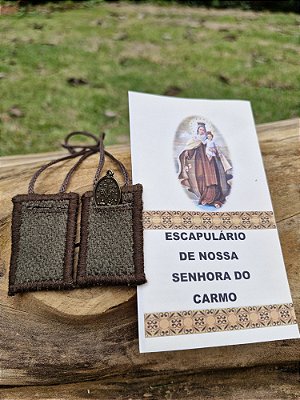 Escapulário de Nossa Senhora do Carmo - Lã - com bolsinho para medalha
