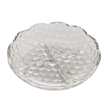 Petisqueira em Cristal de Chumbo com 04 Divisórias Lyor Bubble 18cm