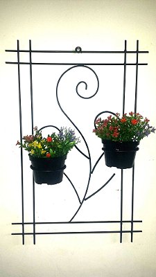 Floreira Jardim Vertical Artesanal com Suporte para 2 vasos 30x60cm