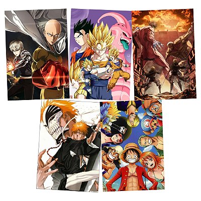 Kit 5 Placas Animes Variados 15x21cm - Promoção