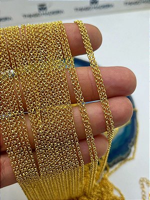 Corrente Guarana Pequena Arame 0,45mm Banho Ouro 2 Milésimos Com Verniz Protetor - Elo Portugues  1 Metro