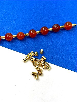 Entremeio Tubo 4x3Mm Liso Ouro - 100Pçs