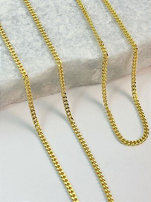 Corrente Grume Lixada Fina Arame 0,65Mm  - Banho Ouro camada 2 Milésimos Com Verniz Protetivo - 1 Metro