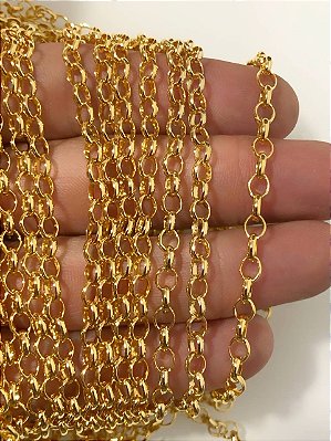 Corrente Guarana Portuguesa Media Banho 2 Milésimos Camada Ouro e Verniz italiano - Arame 0,80Mm - 1 Metro