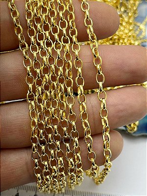 Corrente Guarana Portuguesa Media Banho 2 Milésimos Camada Ouro e Verniz italiano - Arame 0,80Mm - 1 Metro