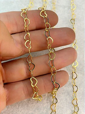 Corrente Coracao Media 8Mm - Banho Ouro 2 Milésimos Com Verniz italiano Protetivo - 1 Metro