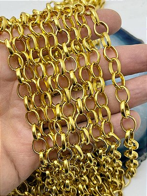 Corrente Guarana Portuguesa 2Mm - Média - Alumínio Ouro - Elo Portugues