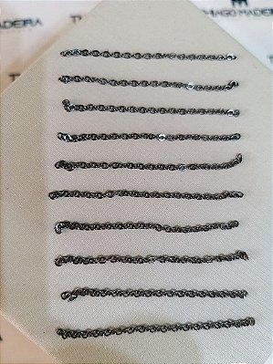 Corrente Diamantada Banho Grafite Cortada Com 5Cm - 10 Pedaços