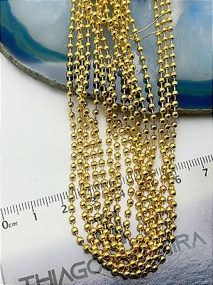 Corrente Bolinha 2,4Mm - Banho Ouro 18K 2 Milésimos Com Verniz Protetivo - 1 Metro