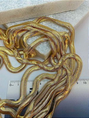 Corrente Mola 8Mm + 6 Terminais Gratis - Banho 2 Milésimos Ouro - 1 metro