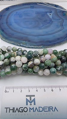 Fio Pedra 8Mm Agata Verde Musgo - O Fio