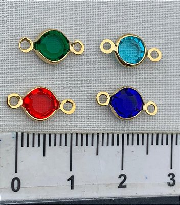 Pingente Zirconia 2 Saidas 6Mm Ouro - 01 Unid