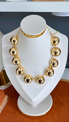 Choker Meia Bola Banho De 02 Milésimos De Ouro 18K - 01Pç