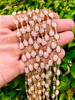 Corrente Oval Cristal Rosa - 01 Metro