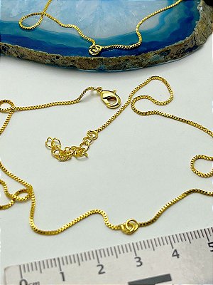 Colar Veneziana Bipartida Medida 40cm com Alongadora Extensora Bitola 0,80Mm - Banho Ouro 2 Milésimos Com Verniz