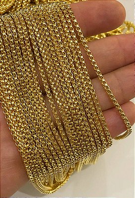 Corrente Veneziana Redonda 2Mm - Banho Ouro Camada 2 Milésimos Com Verniz italiano - 1 Metro