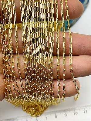 Corrente Cartier Diamantada 0,80Mm Banho Camada 2 Milésimos Ouro com Verniz italiano - 1 metro