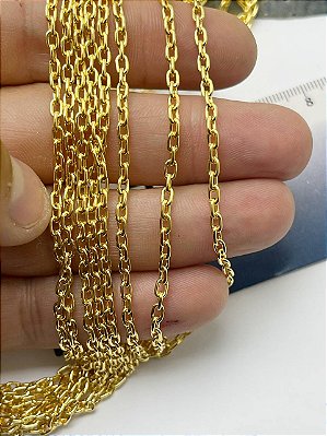 Corrente Cartier Arame Redondo 0,80Mm -  Banho Ouro 18K - 2 Milésimos Camada Com Verniz