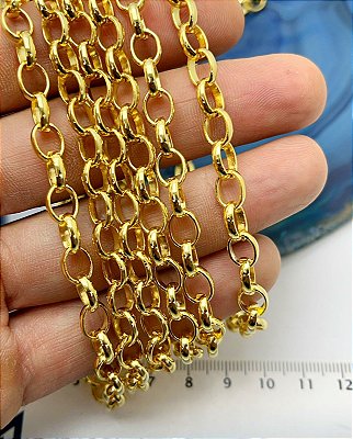 Corrente Guarana Portuguesa Média - Metal Ferro - Banho Ouro 2 Milésimos camada com verniz protetivo - 1 metro