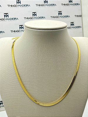 Colar fita espessura de 4mm com 40cm e alongadora - choker -  Banho 2 Milésimos Ouro e Verniz italiano - 1 unidade