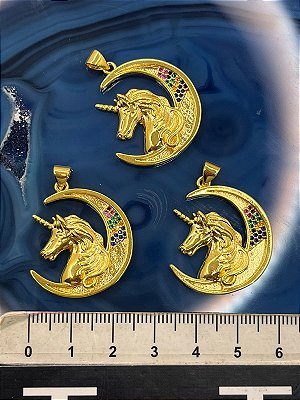 Pingente Unicornio Ouro - 01Unid