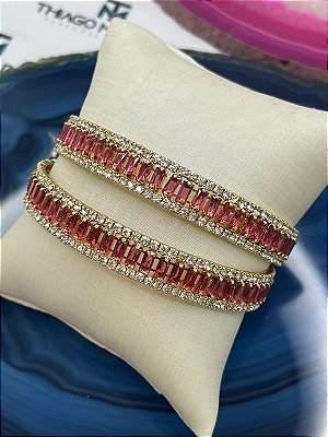 Bracelete Baguete Rosa Pink - 01Unid - Semijoia