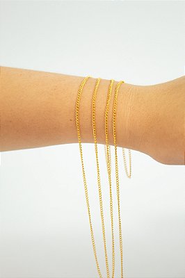 Corrente Grume lisa Fina 0,60mm Banho Ouro Camada 2 Milésimos Com Verniz Protetivo - Arame 0,60mm - 1 Metro