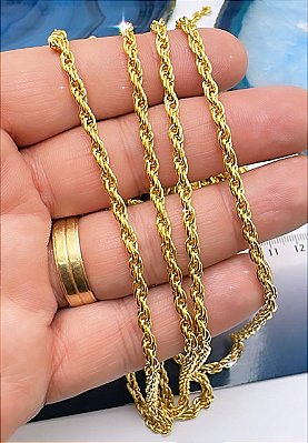 Corrente Torcida Cordão baianao Banho 2 Milésimos Ouro com verniz - 1 Metro