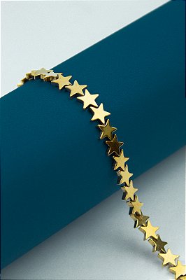 Fio Hematita Dourada Estrela 8mm - O Fio
