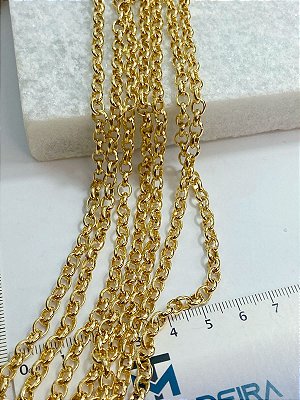 Corrente Guarana Elo Portugues Media - Banho Ouro Camada 2 Miléimos - Arame 1,2Mm - Com Verniz  protetivo - 1 Metro