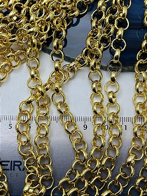 Corrente Guarana Portuguesa Grossa Arame 2,0mm - Banho Ouro 2 Milésimos camada - 1 metro