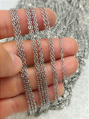 Corrente Aço Inox Cadeado Diamantada Arame 0,50Mm - Codigo 2044 - 1 Metro - NAO ESCURECE NUNCA