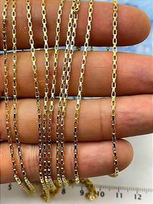Corrente Cartier Tijolinho - Arame 0,70Mm - Banho Ouro 18K Camada 2 Milésimos Com Verniz Protetivo - 1 Metro