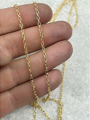 Corrente Guarana Pequena arame 0,55Mm  Banho Ouro 2 Milésimos Elo Portugues - Com Verniz italiano - 1 metro