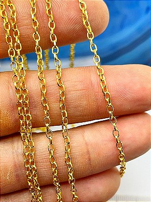 Corrente Guarana Pequena 0,55Mm  Banho Ouro 2 Milésimos Elo Portugues - Com Verniz Protetivo - 1 metro