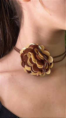 Colar Flor Tecido