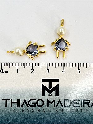 Pingente Menina Com Zirconia Ouro - 01 Unid