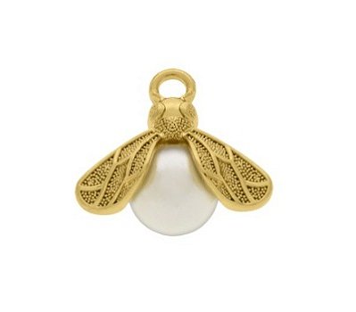 Pingente Inseto Abelha Com Pérola - 01 Unid - Banho 02 Milesimos De Ouro 18K