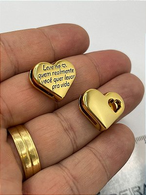 Pingente Coracao Passante Ouro 17Mm - 01Unid