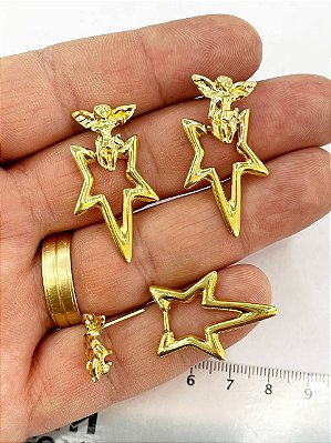 Brinco Anjo - O Par - Banho De 02 Milésimos De Ouro 18K