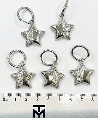 Brinco Estrela Com Zirconia - O Par - Níquel Branco