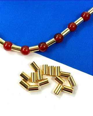 Entremeio Tubo 5X8Mm Ouro - 30Pçs
