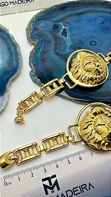 Pulseira De Metal Leão Verniz Italiano