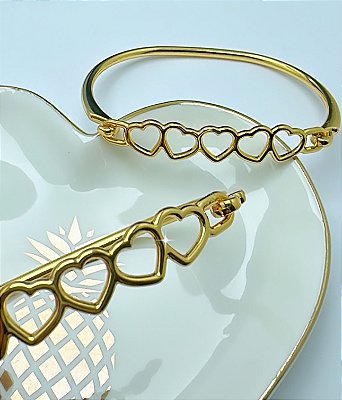 Bracelete De Metal Coracao Com Verniz Italiano Qtd - 01 Unid