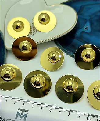 Brinco Disco Meia Bola - Banho De 02 Milesimos De Ouro 18K - O Par