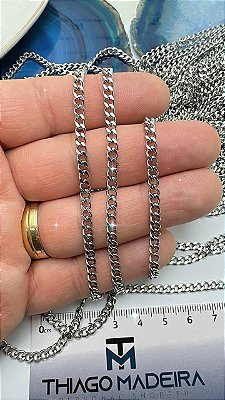 Corrente Aço Inox Grume Lixada arame 1,0mm - Nao Escurece Nunca - Codigo 525 - 1 Metro