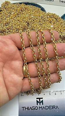 Corrente Guarana Portuguesa - Arame 0,80Mm - Alumínio Anodizada Ouro - 1 Metro - Elo Portugues